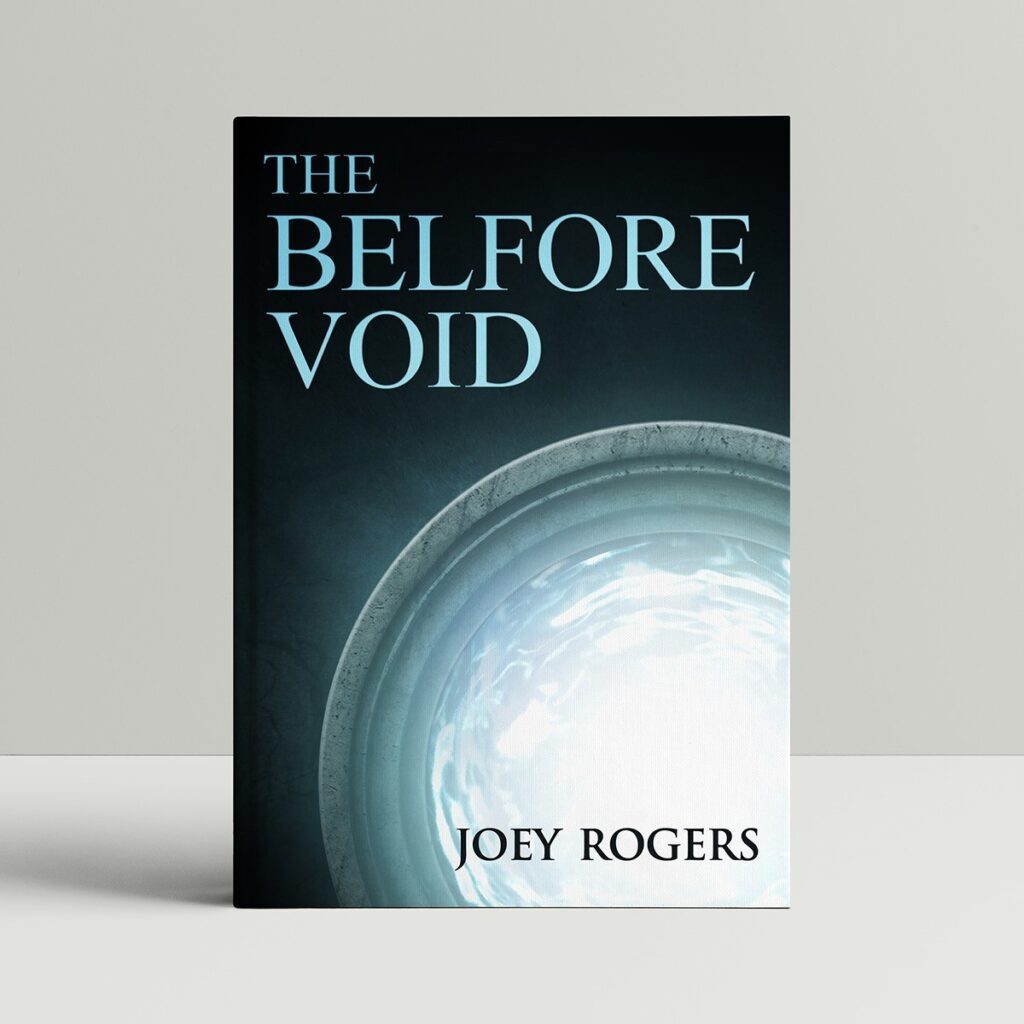 Illustration of a machine containing a bright white light on the cover of The Belfore Void by sci fi illustrator David Leahey.